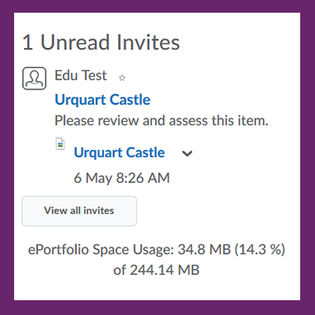Screenshot of unread invite 
